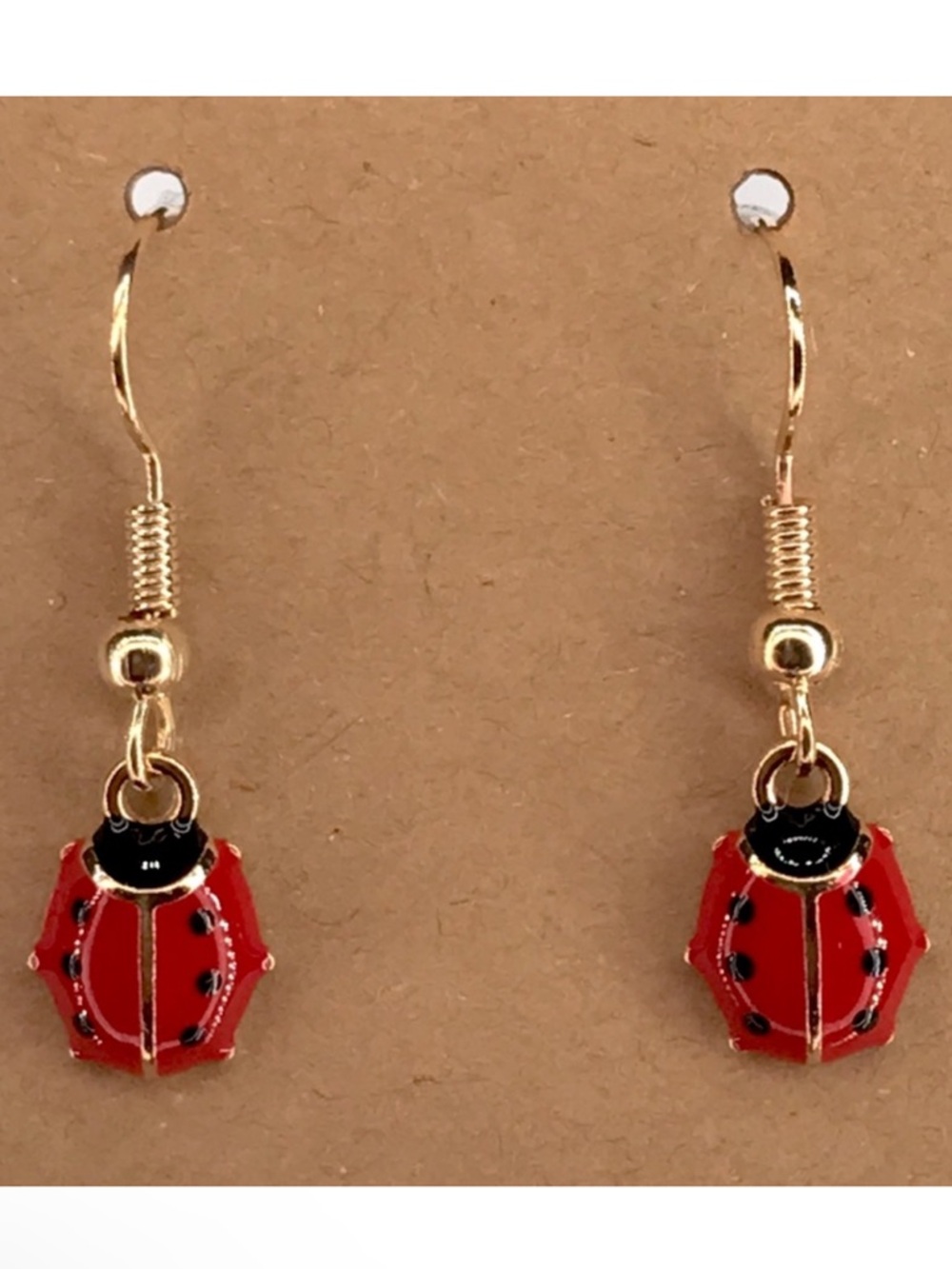 Lady bug Gold and Red Earrings